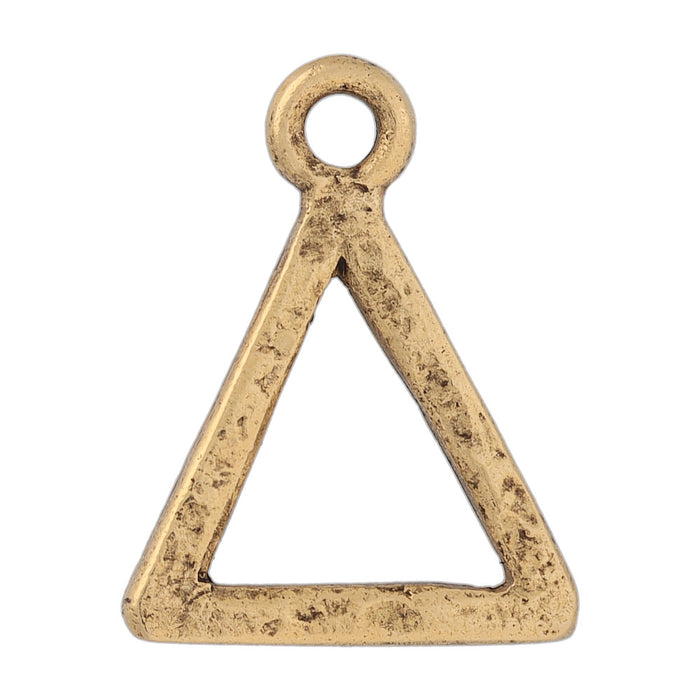Open Back Pendant, Mini Hammered Triangle 17.9x13.9mm, Antiqued Gold, by Nunn Design (1 Piece)