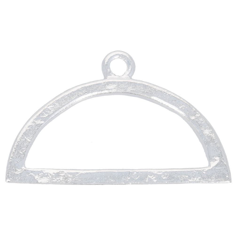 Open Back Pendant, Mini Hammered Half Circle 29.9x18.8mm, Bright Silver , by Nunn Design (1 Piece)