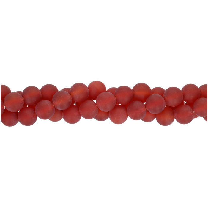 Dakota Stones Gemstone Beads, Red Carnelian, Matte Round 8mm, 8 Inch Strand