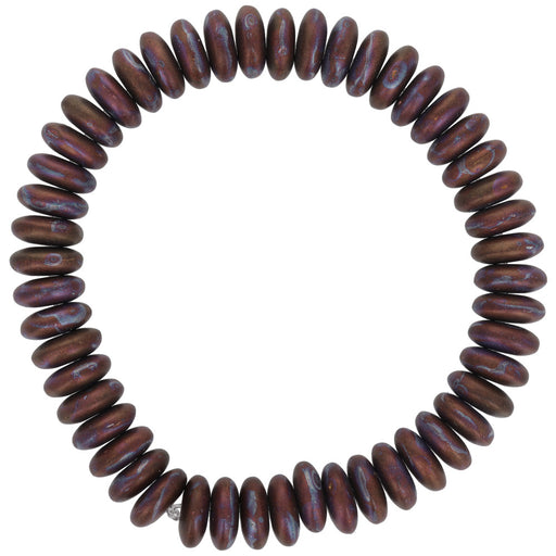 Czech Glass Disc Spacer (6mm) Purple, Blue, Dark Bronze Metallic Satin Finish , 1 Strand
