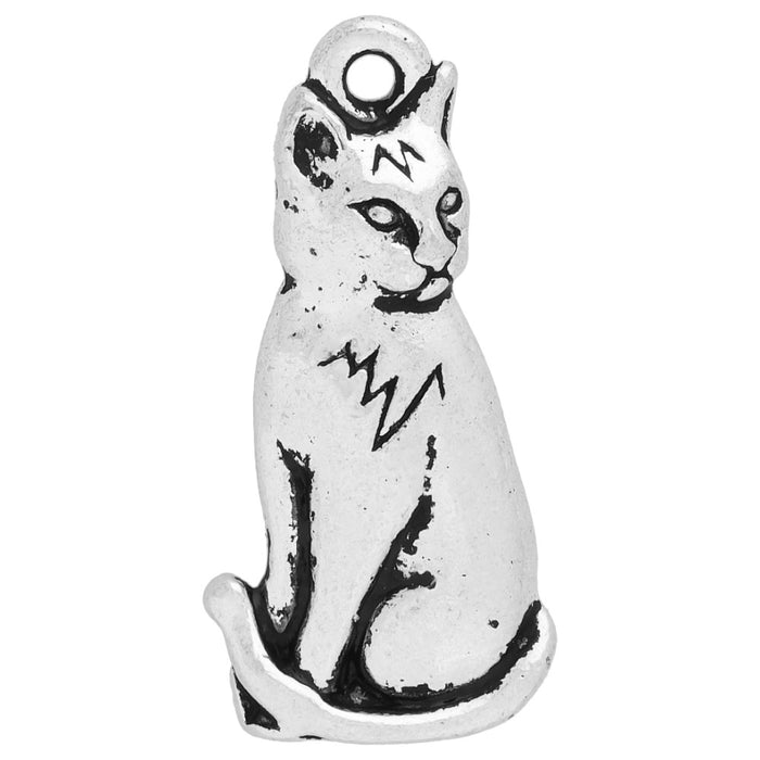 Pewter Charm, Sitting Cat 22mm, Antiqued Silver, 1 Piece, By TierraCast (1 Piece)