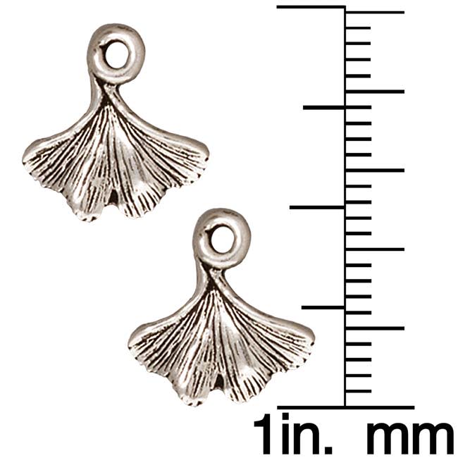 TierraCast Fine Silver Plated Pewter Ginkgo Leaf Charm 13.6mm (1 pcs)