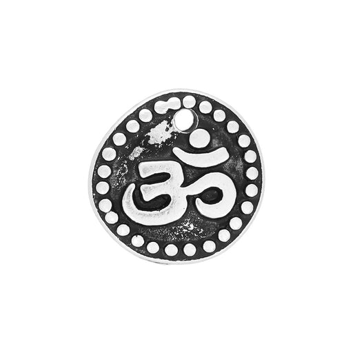 TierraCast Fine Silver Plated Pewter 2-Sided Om Aum Charm 10mm (2 Pieces)