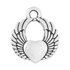 TierraCast Fine Silver Plated Pewter Winged Heart Charm 17.5mm (1 pcs)