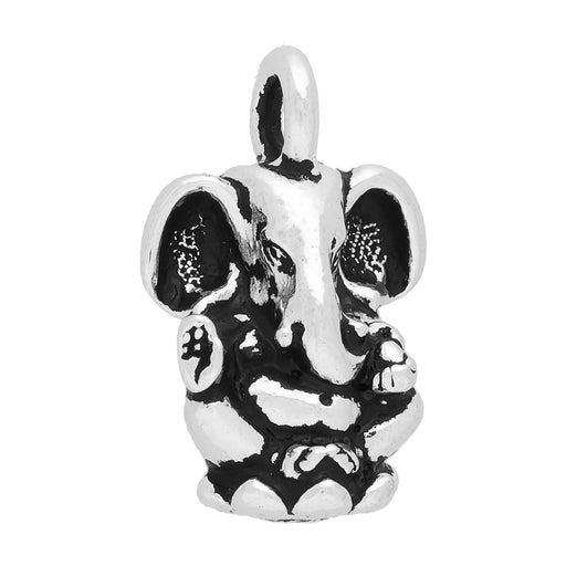 TierraCast Pewter Charm, Ganesh Elephant 18mm, Antiqued Silver Plated (1 Piece)