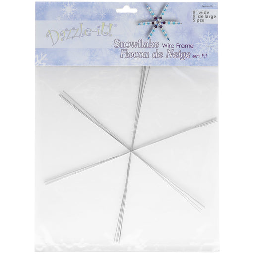 Dazzle It, Snowflake Metal Wire Frame 9-Inch Snowflake 21 Gauge Thick (5 Piece Pack)