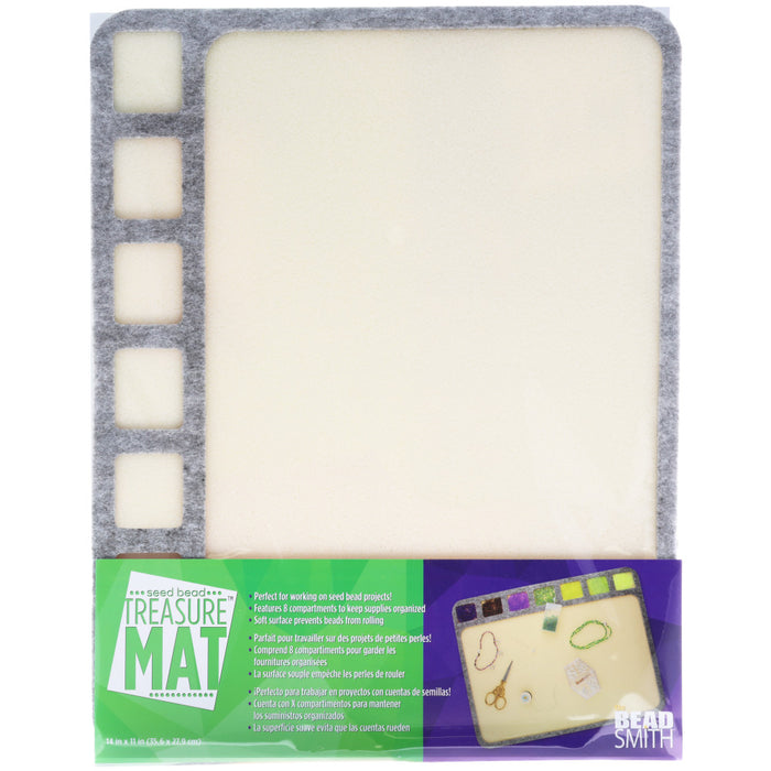 The Beadsmith Treasure Mat Bead Tray, Rectangle with 7 Slots 14x11 Inches (1 Piece)