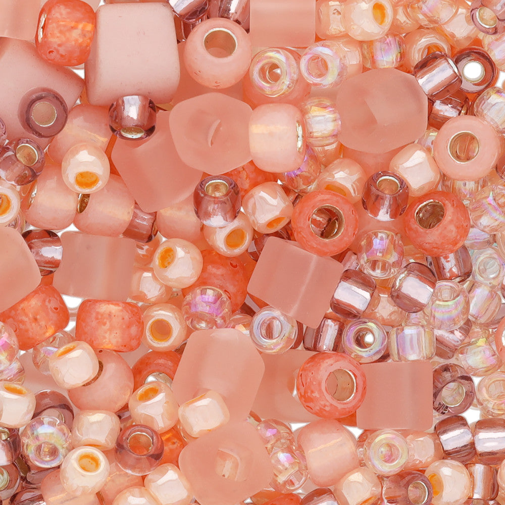 Toho Assorted Glass Beads 'Piichi' Peach Mix 8g