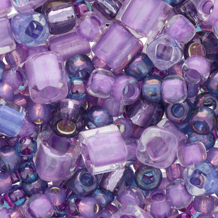 Toho Multi-Shape Glass Beads 'Kawaii' Purple/Blue Color Mix 8 Gram Tube