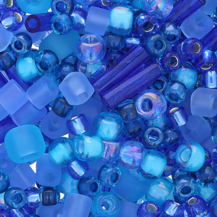 Toho Multi-Shape Glass Beads Amamizu Blue Color Mix 8 Gram Tube