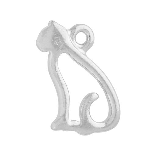 Charm, Cat Sillouette 15mm, White Bronze Plated, by TierraCast (1 Piece)