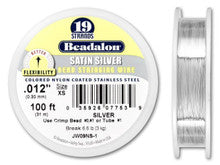 Beadalon 19-Strand Bead Stringing Wire, .012 Inch, Satin Silver, 100 Feet