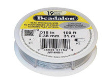 Beadalon 19-Strand Bead Stringing Wire, .015 Inch, Satin Silver, 100 Feet