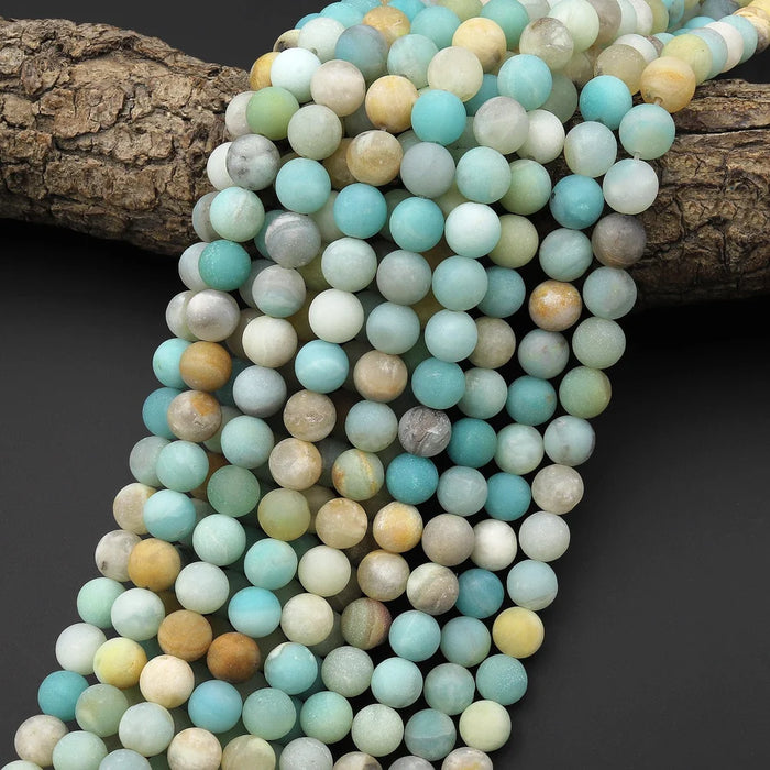 Natural Amazonite 4mm Matte Round Bead Strand
