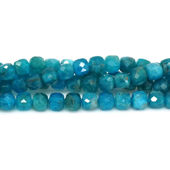 Blue Apatite 4mm Faceted Cube - 15-16 Inch