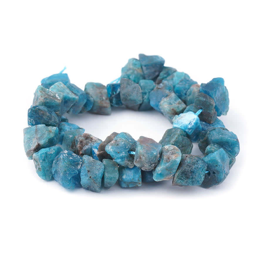 Blue Apatite 6-12x10-18mm Nugget Rough - 15-16 Inch