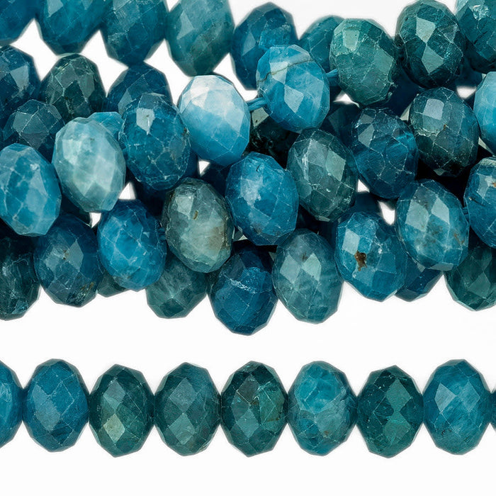 Blue Apatite 6mm Rondelle Faceted - 15-16 Inch