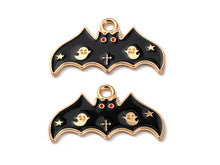 Black Bat Enamel Charm 24.5x13.5mm