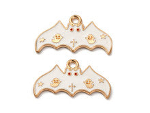White Bat Enamel Charm 24.5x13.5mm