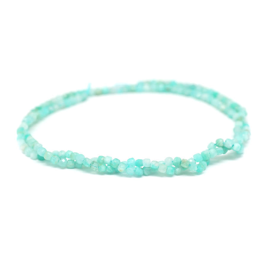 Brazailian Amazonite 2mm Faceted Cube 15-16 Inch