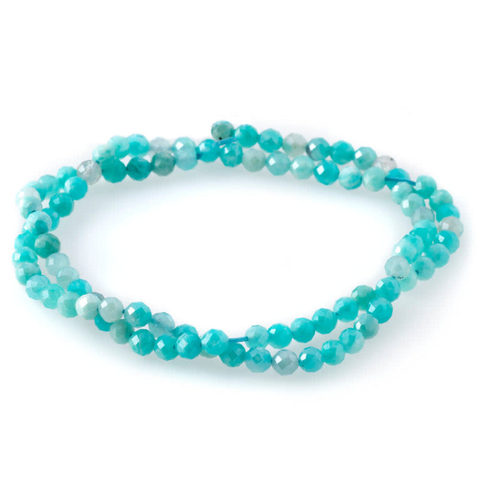 Brazilian Amazonite Plated 4mm Round Faceted - 15-16 Inch