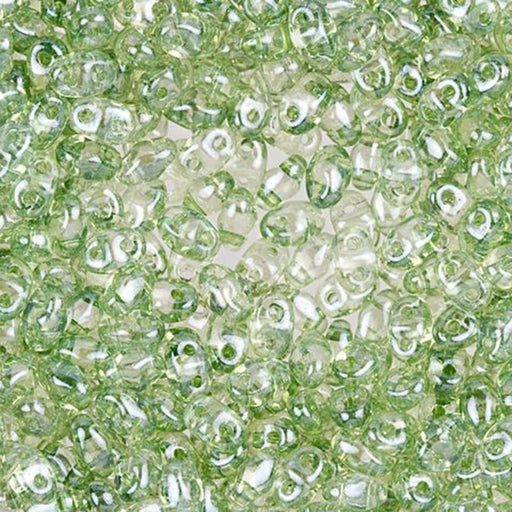 Czech Glass MiniDuo, 2-Hole Beads 2x4mm, Prairie Green Luster  (2.5 Inch Tube)