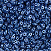 Czech Glass MiniDuo, 2-Hole Beads 2x4mm, Metallic Blue Suede (2.5 Inch Tube)