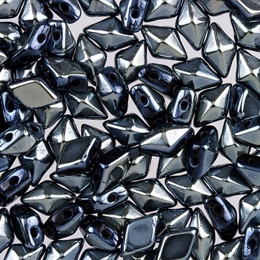 Czech Glass DiamonDuo, 2-Hole Diamond Shaped Beads 5x8mm, Blue Spinx (10 Gram Pack)