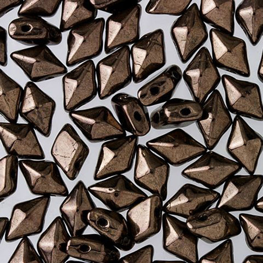 Czech Glass DiamonDuo, 2-Hole Diamond Shaped Beads 5x8mm, Chocolate Bronze (10 Gram Pack)