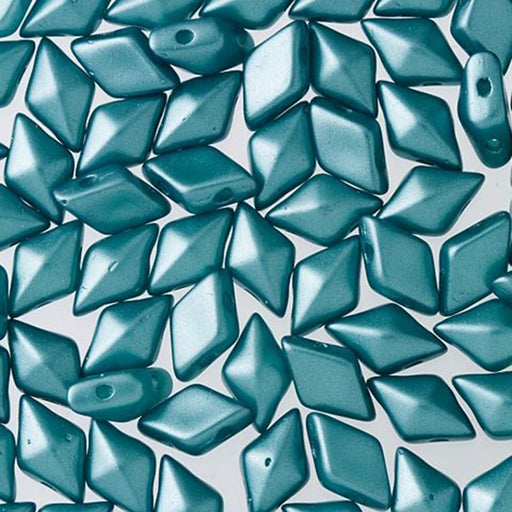 Czech Glass DiamonDuo, 2-Hole Diamond Shaped Beads 5x8mm, Pastel Blue Zircon (10 Gram Pack)