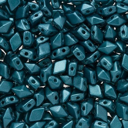 Czech Glass DiamonDuo Mini, 2-Hole Diamond Shaped Beads 4x6mm, Pastel Blue Zircon (25 Gram Pack)