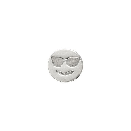 Slider Bead, Sunglasses Face Emoji 11x10mm, by BB Benbassat, Antiqued Silver Plated (1 Piece)