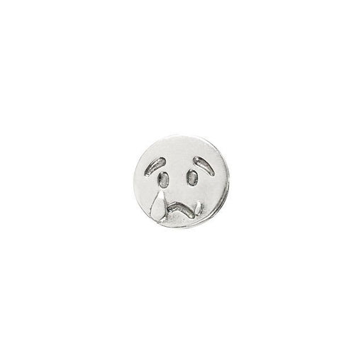 Slider Bead, Sad Face Emoji 11x10mm, by BB Benbassat, Antiqued Silver Plated (1 Piece)