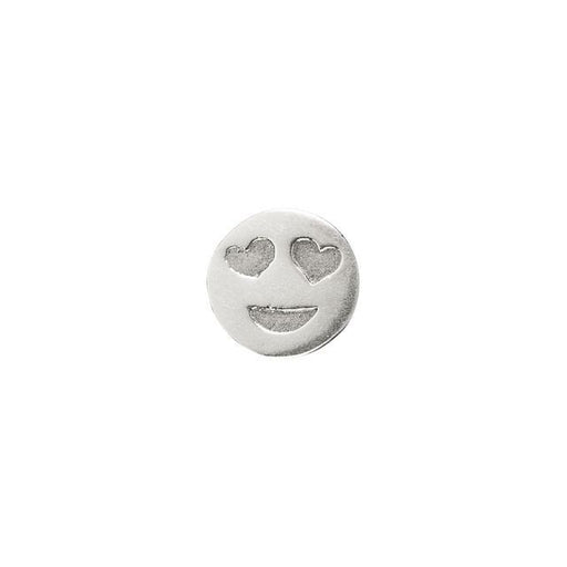 Slider Bead, Love Face Emoji 11.5x11mm, by BB Benbassat, Antiqued Silver Plated (1 Piece)