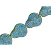 Czech Glass Beads, Sugar Skull 19x16.5mm, Opaque Turquoise with Picasso Finish and Blue Wash, by Raven's Journey (1 Strand)