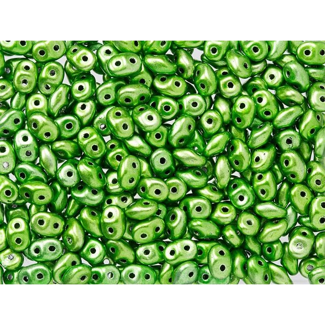 Matubo SuperDuo 2 x 5mm Metalust Apple Green 2-Hole Seed Bead 2.5-Inch Tube