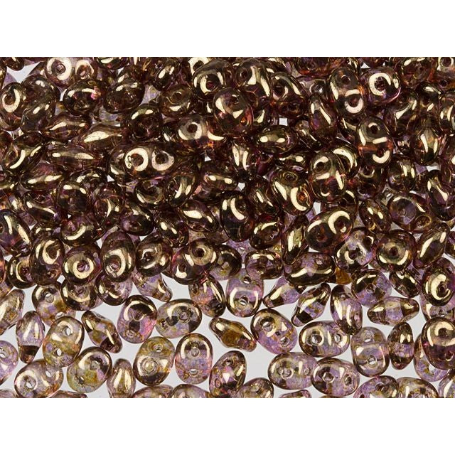 Matubo SuperDuo 2 x 5mm Gold/Smokey Topaz Luster 2-Hole Seed Bead 2.5-Inch Tube