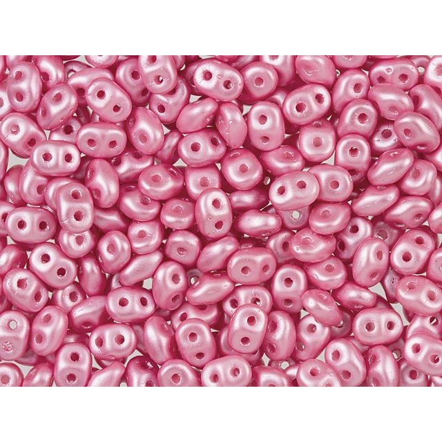 Matubo SuperDuo 2 x 5mm Flamingo Pearl Coat 2-Hole Seed Bead 2.5-Inch Tube