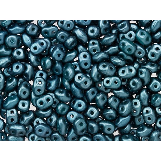 Matubo SuperDuo 2 x 5mm Steel Blue Pearl Coat 2-Hole Seed Bead 2.5-Inch Tube