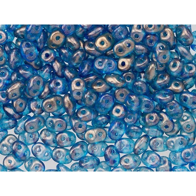 Matubo SuperDuo 2 x 5mm Azurite Halo 2-Hole Seed Bead 2.5-Inch Tube