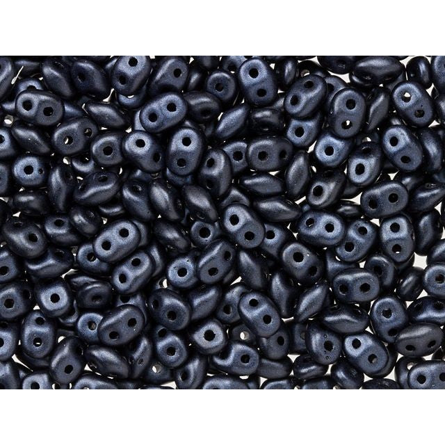 Matubo SuperDuo 2 x 5mm Dark Blue Metallic Suede 2-Hole Seed Bead 2.5-Inch Tube