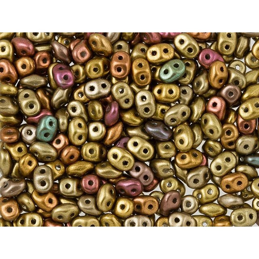 Matubo SuperDuo 2 x 5mm Matte Metallic Gold Copper Iris 2-Hole Seed Bead 2.5-Inch Tube