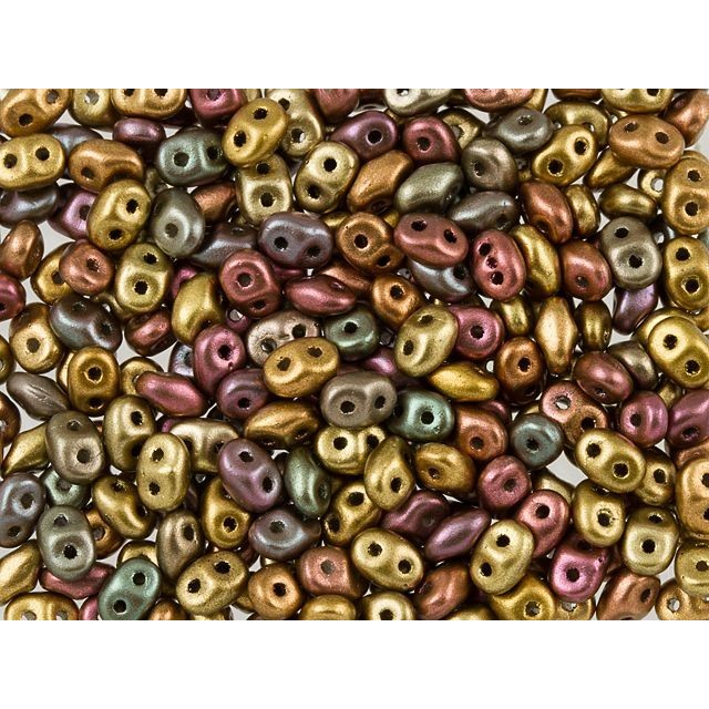 Matubo SuperDuo 2 x 5mm Matte Metallic Bronze Iris 2-Hole Seed Bead 2.5-Inch Tube