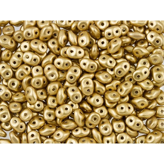 Czech Glass Matubo, 2-Hole SuperDuo Beads 2x5mm, Matte Metallic Flax (2.5" Tube)