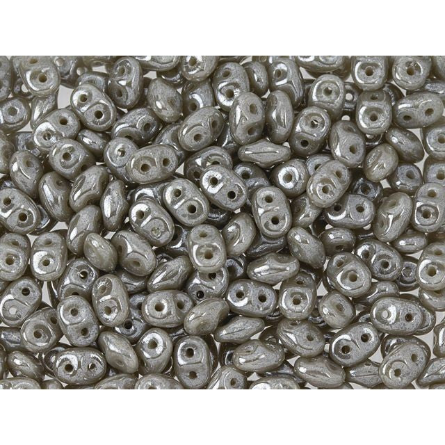 Matubo SuperDuo 2 x 5mm Ashen Gray Luster 2-Hole Seed Bead 2.5-Inch Tube