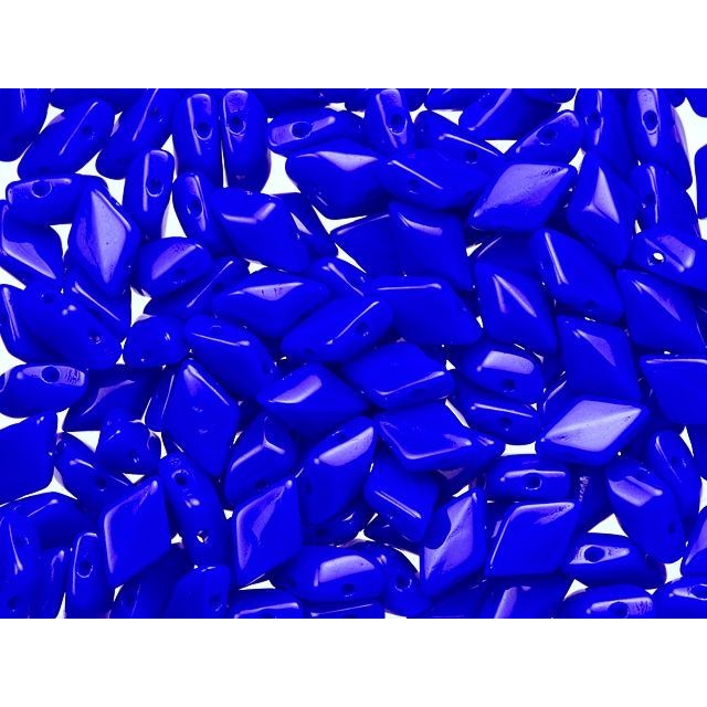 Czech Glass GemDuo, 2-Hole Diamond Shaped Beads 8x5mm, Opaque Blue  (2.5" Tube)