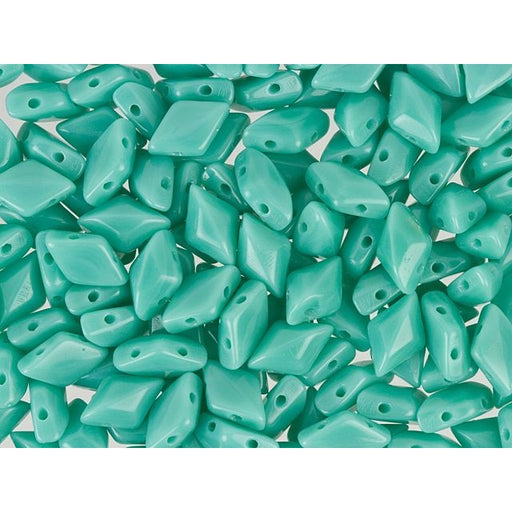 Czech Glass GemDuo, 2-Hole Diamond Shaped Beads 8x5mm, Turquoise  (2.5" Tube)