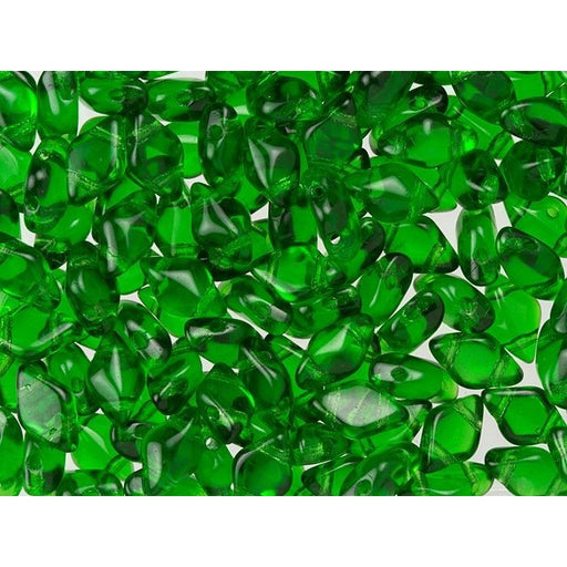 Czech Glass GemDuo, 2-Hole Diamond Shaped Beads 8x5mm, Green  (2.5" Tube)