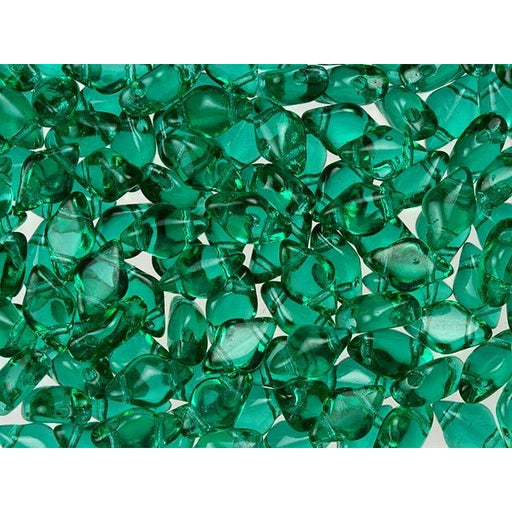 Czech Glass GemDuo, 2-Hole Diamond Shaped Beads 8x5mm, Emerald  (2.5" Tube)