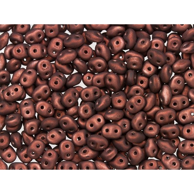 Matubo SuperDuo 2 x 5mm Metalust Matte Burnt Copper 2-Hole Seed Bead 2.5-Inch Tube